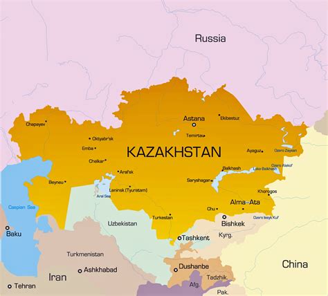 kazakistan haritası komşuları